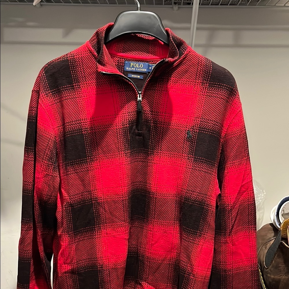 Ralph Lauren Red and Black Men's Sweater Medium
